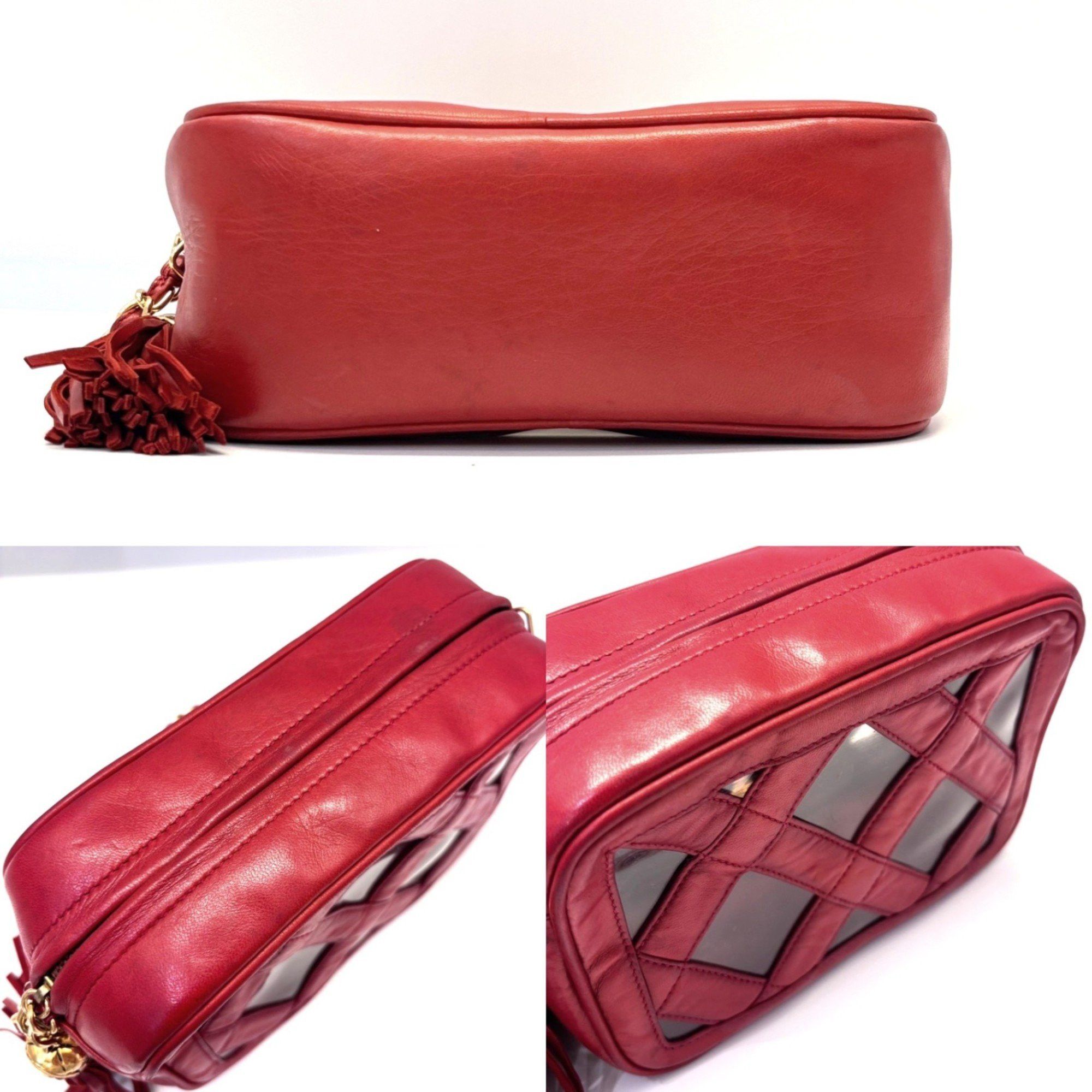 Chanel CHANEL Chain Shoulder Bag in Red Lambskin with Tassel Size ONE SIZE - 4 Thumbnail