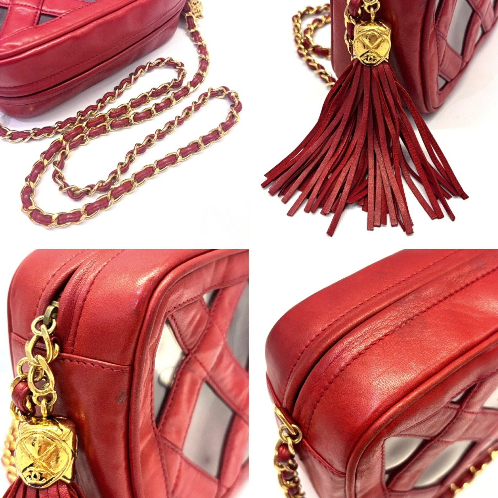 Chanel CHANEL Chain Shoulder Bag in Red Lambskin with Tassel Size ONE SIZE - 5 Thumbnail