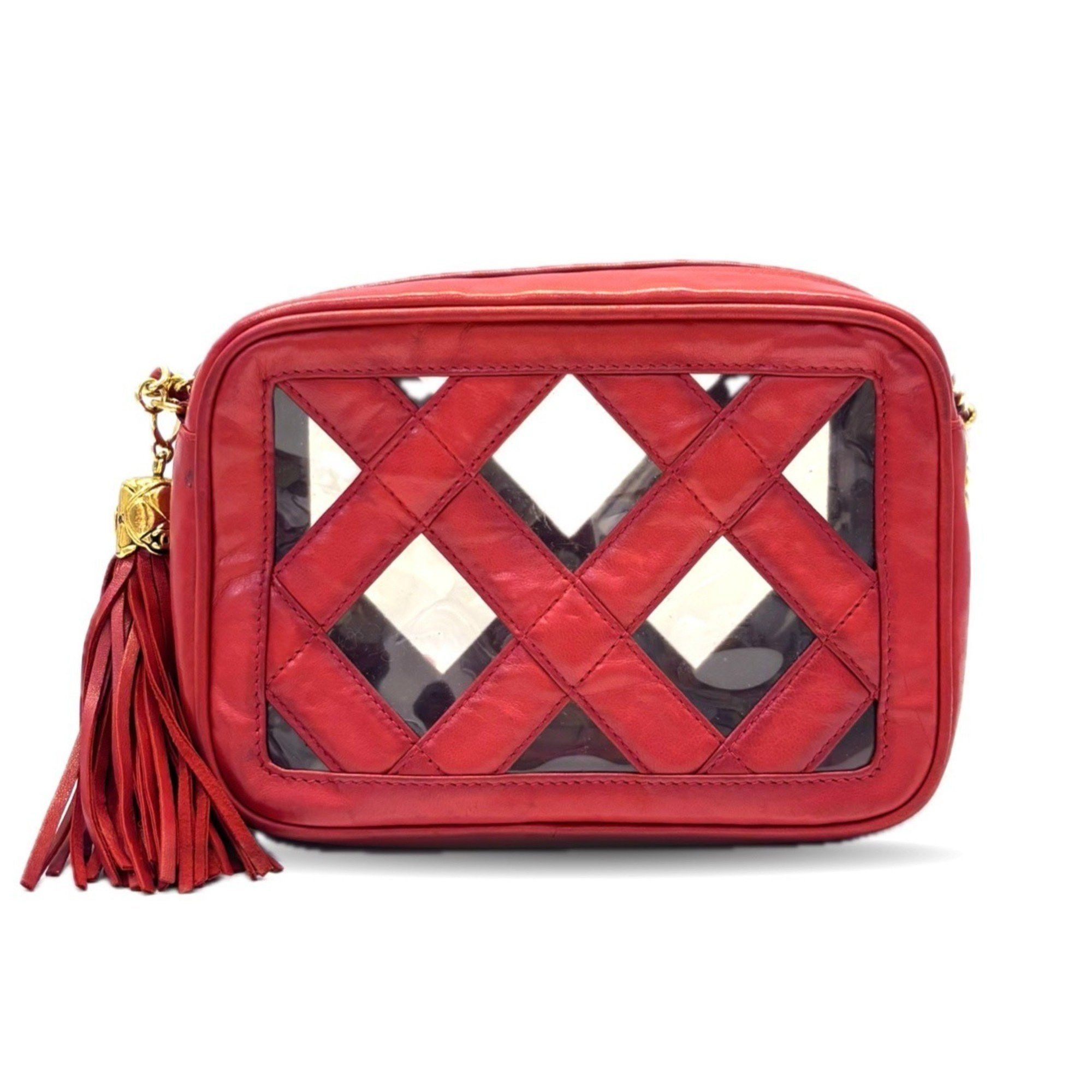 Chanel CHANEL Chain Shoulder Bag in Red Lambskin with Tassel Size ONE SIZE - 2 Thumbnail
