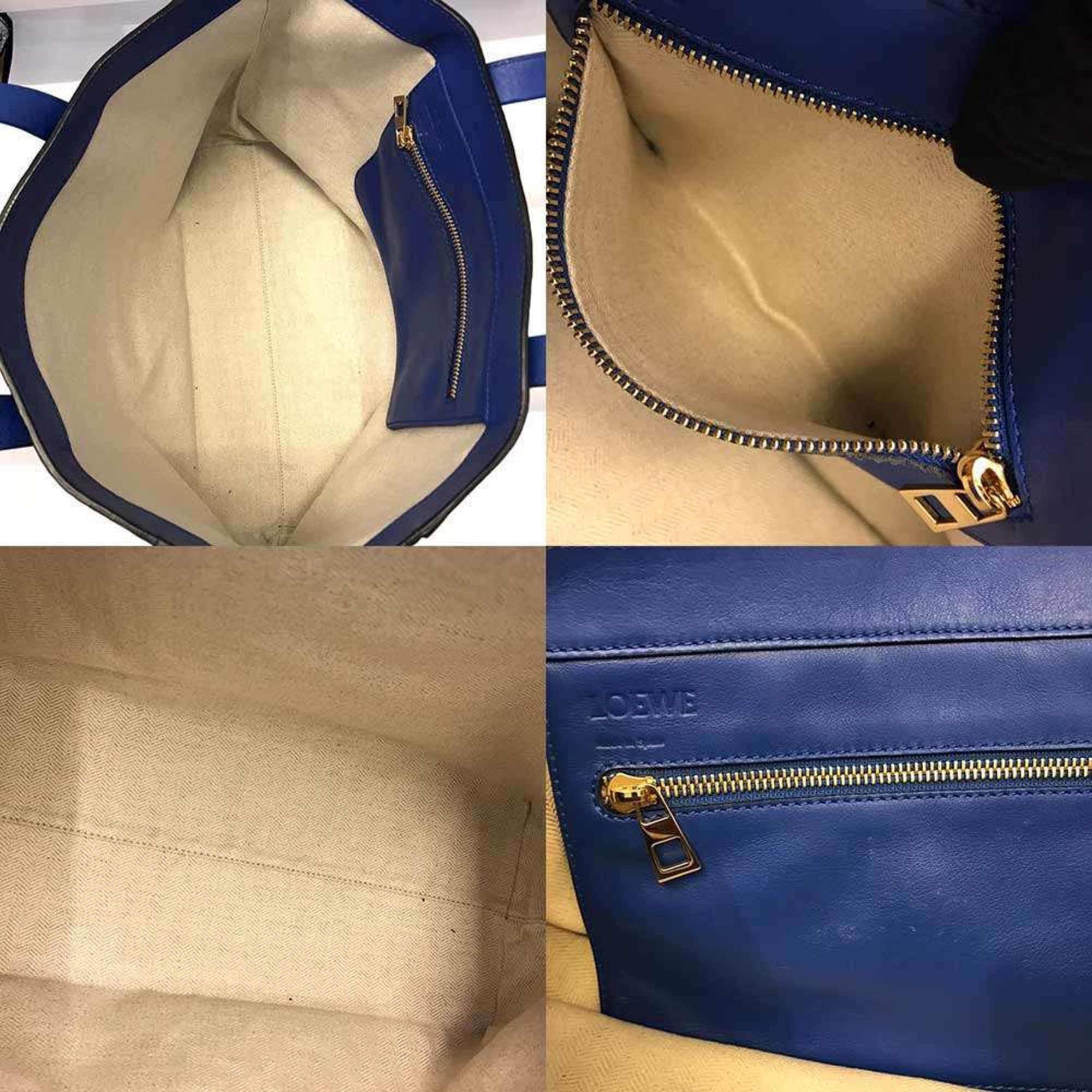 Loewe LOEWE Shopper Tote with Repeat Anagram in Blue Leather, 308.23GK86 Size ONE SIZE - 5 Thumbnail
