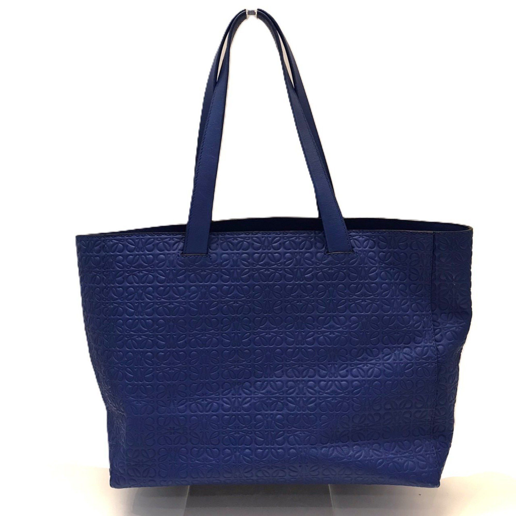 Loewe LOEWE Shopper Tote with Repeat Anagram in Blue Leather, 308.23GK86 Size ONE SIZE - 2 Thumbnail