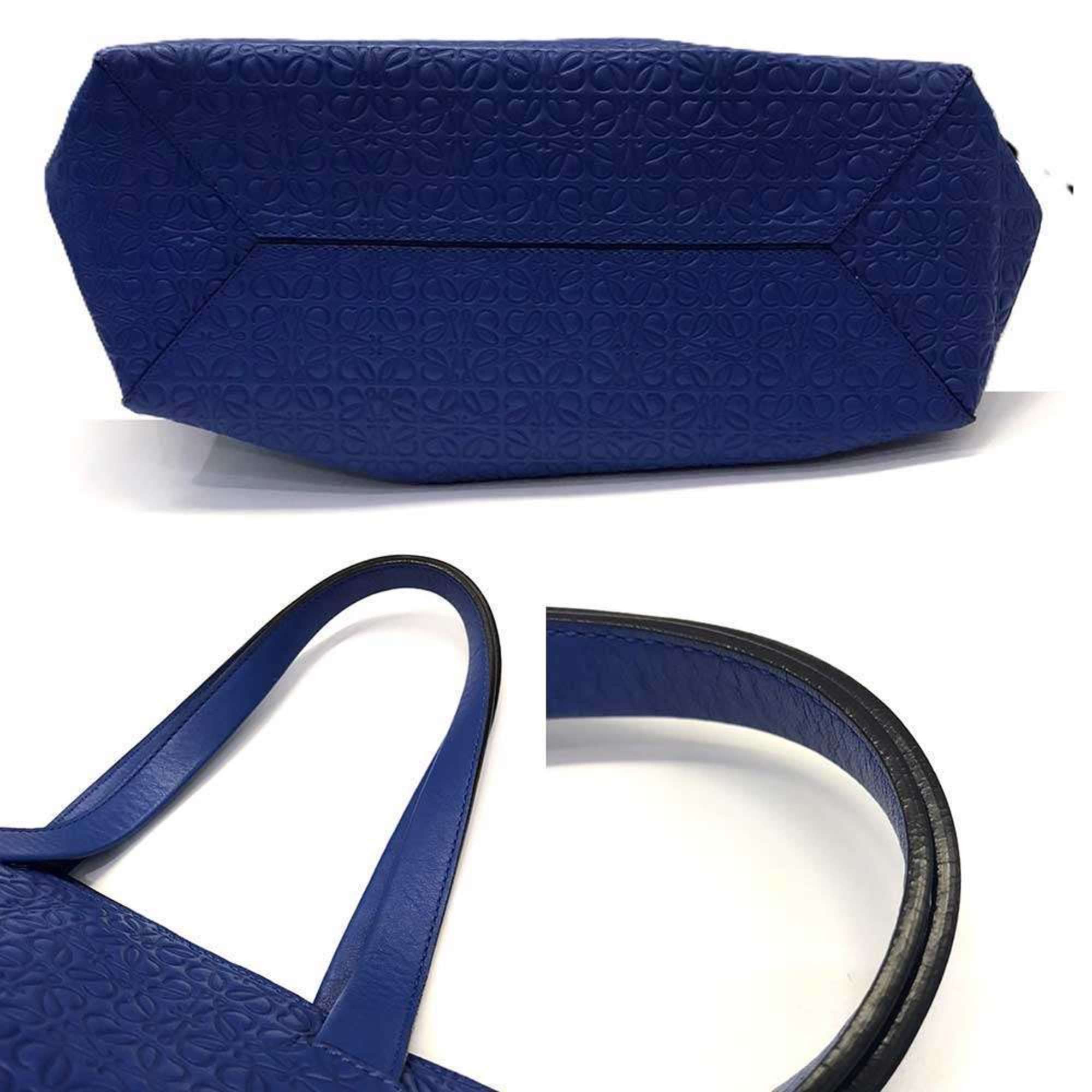 Loewe LOEWE Shopper Tote with Repeat Anagram in Blue Leather, 308.23GK86 Size ONE SIZE - 3 Thumbnail