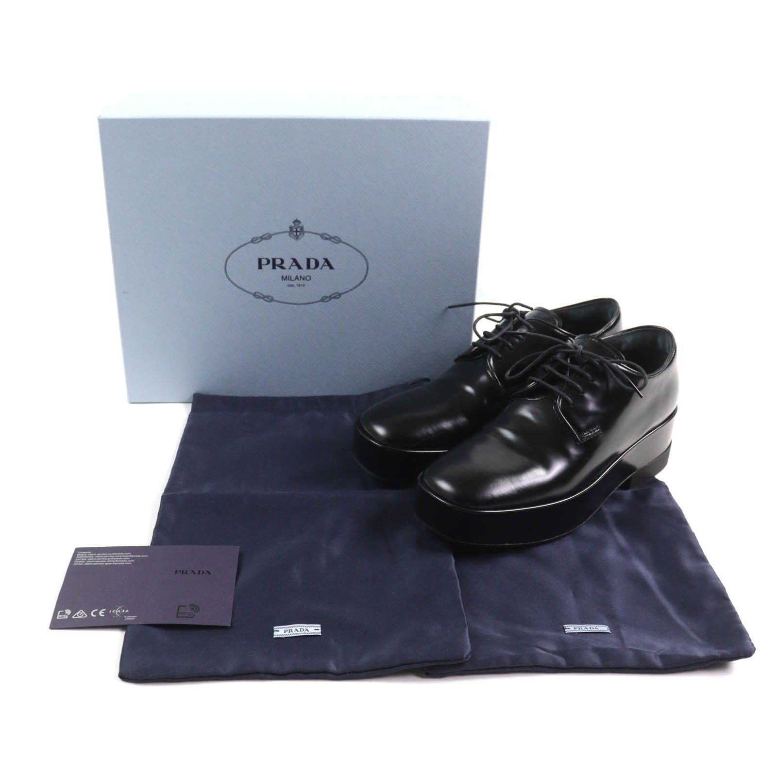 Prada Prada Prada Back logo leather lace-up platform dress shoes Leather Shoes DUTY FREE for USA Size ONE SIZE - 2 Thumbnail
