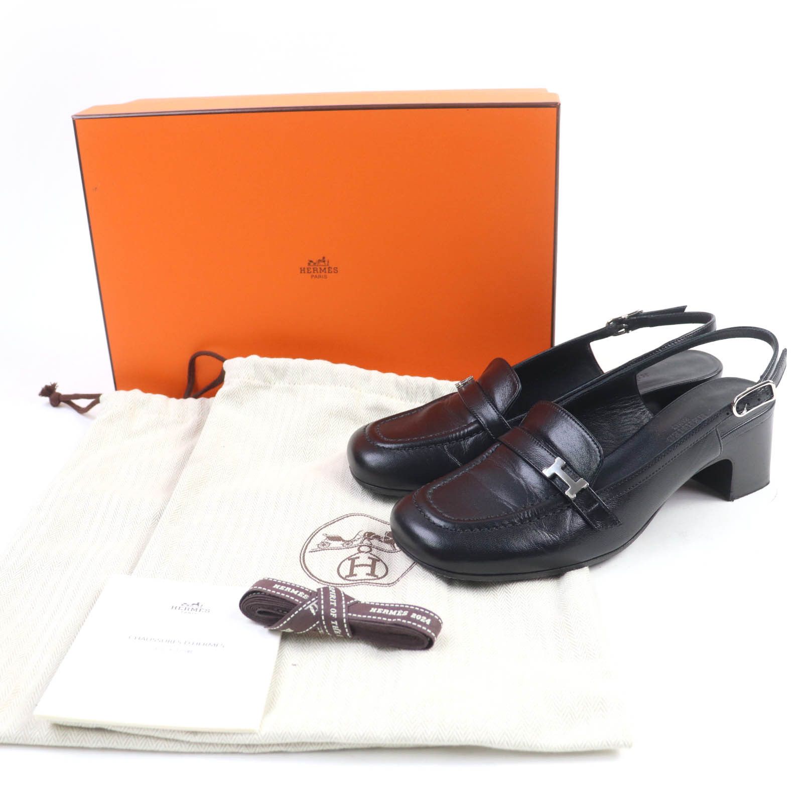 Hermes Hermes Hermes Anfini Strap Leather Pumps Leather Shoes DUTY FREE for USA Size ONE SIZE - 2 Thumbnail