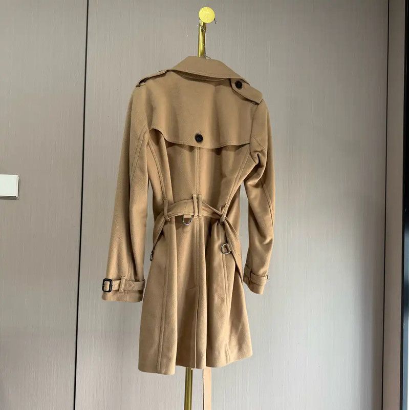 Burberry Burberry Khaki Wool Women's Trench Coat Size ONE SIZE - 2 Thumbnail