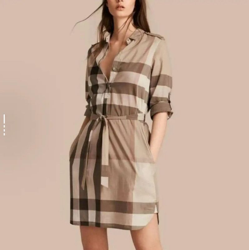 Burberry Burberry Summer Khaki Check Cotton Dress Size M / US 6-8 / IT 42-44 - 8 Thumbnail