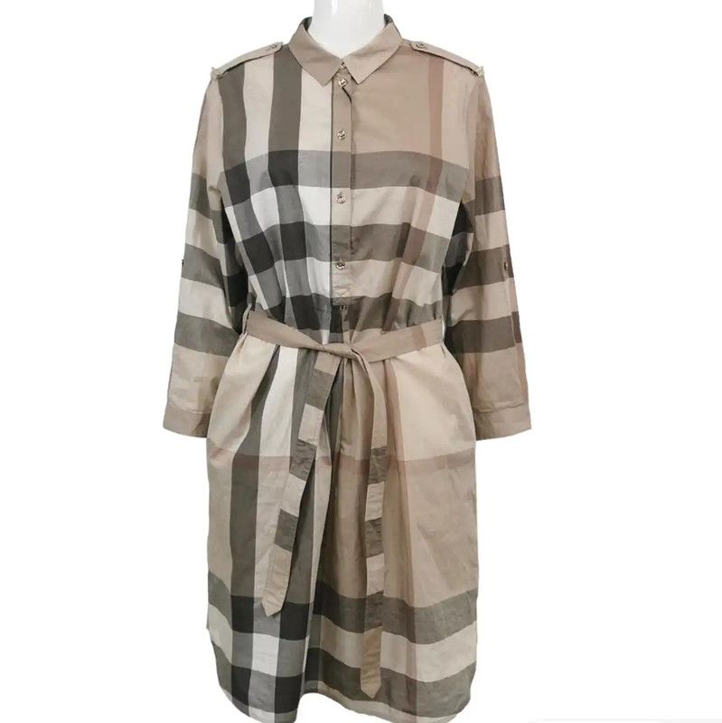 Burberry Burberry Summer Khaki Check Logo Dress Size XL / US 12-14 / IT 48-50 - 8 Thumbnail