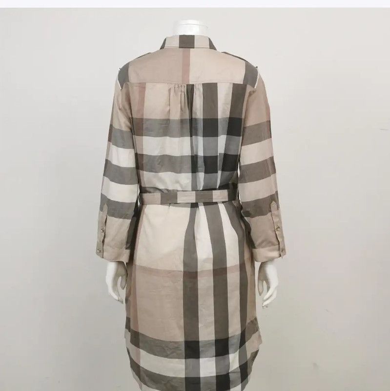 Burberry Burberry Summer Khaki Check Logo Dress Size XL / US 12-14 / IT 48-50 - 9 Thumbnail