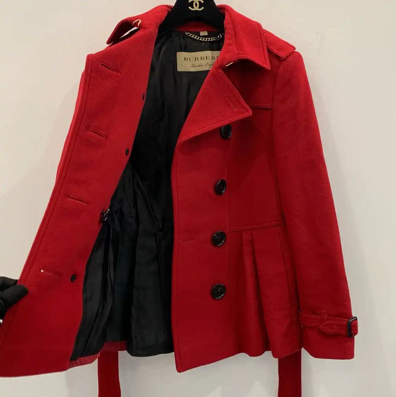 Burberry Burberry Red Wool Women's Coat Size M / US 6-8 / IT 42-44 - 3 Thumbnail