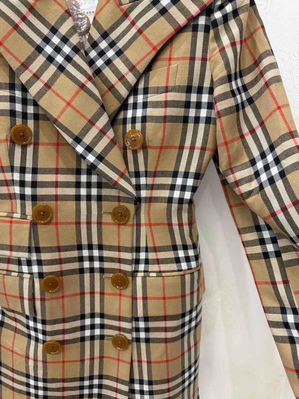 Burberry Burberry Brown Wool Check Double-Breasted Trench Coat Size S / US 4 / IT 40 - 4 Thumbnail