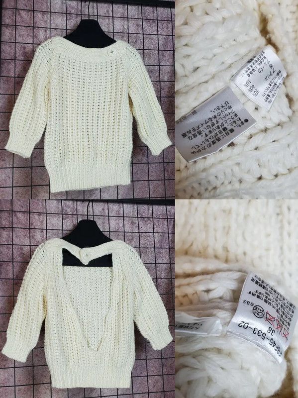 Burberry Burberry White Wool Blend Pleated Knit Top Size S / US 4 / IT 40 - 2 Thumbnail