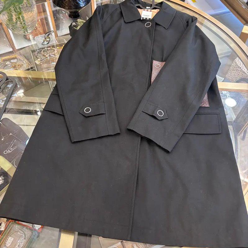 Burberry Burberry Black Cotton Long Coat for Women Size S / US 4 / IT 40 - 3 Thumbnail
