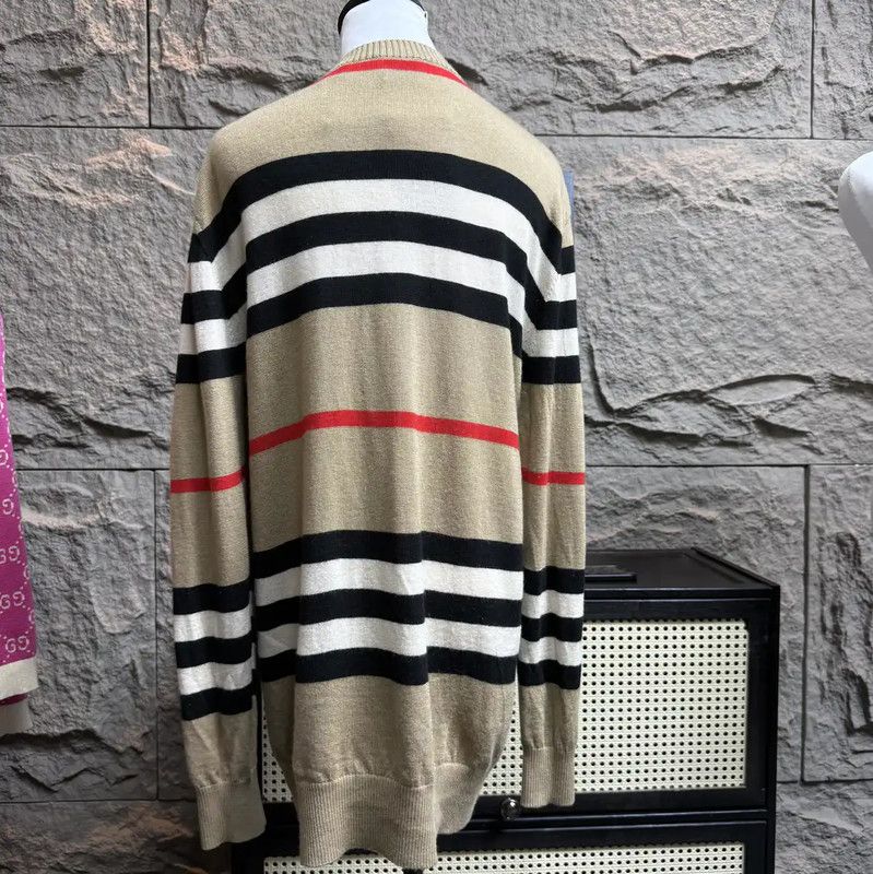 Burberry Burberry Beige Wool Cardigan with Stripes Size M / US 6-8 / IT 42-44 - 2 Thumbnail