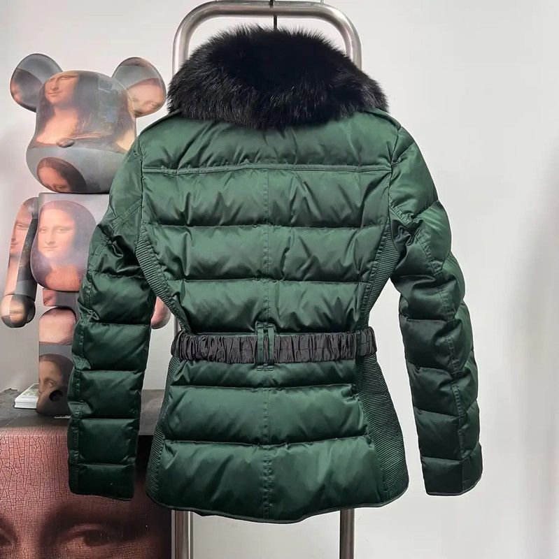 Burberry Burberry Women's Green Down Jacket with Fur Collar Size ONE SIZE - 2 Thumbnail