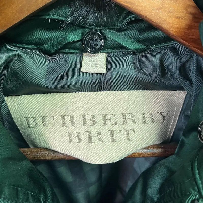 Burberry Burberry Women's Green Down Jacket with Fur Collar Size ONE SIZE - 4 Thumbnail