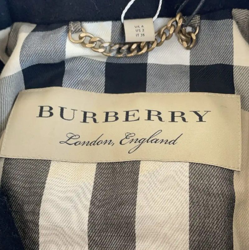 Burberry Burberry Women's Black Wool Trench Coat Size L / US 10 / IT 46 - 3 Thumbnail