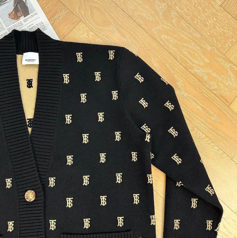 Burberry Burberry Black Knit Cardigan with Logo Pattern Size S / US 4 / IT 40 - 5 Thumbnail