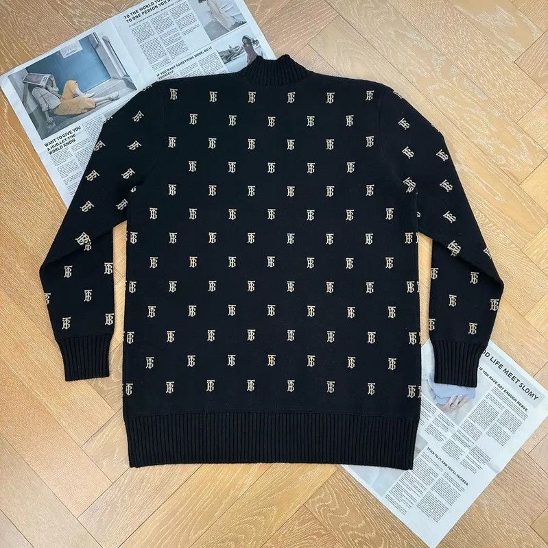 Burberry Burberry Black Knit Cardigan with Logo Pattern Size S / US 4 / IT 40 - 2 Thumbnail
