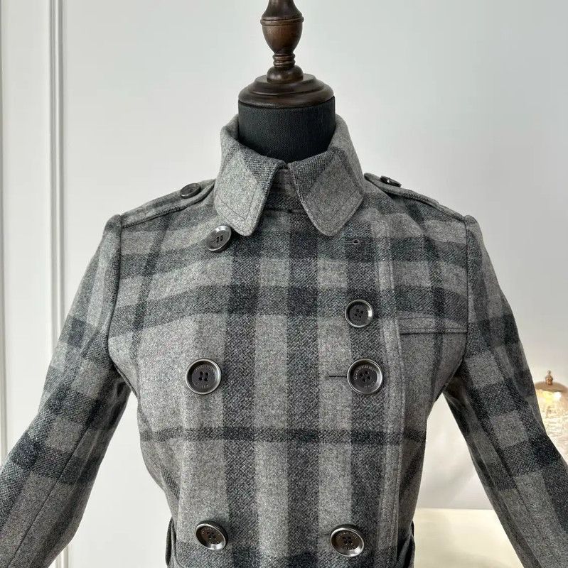 Burberry Burberry Gray Plaid Women's Trench Coat Size M / US 6-8 / IT 42-44 - 3 Thumbnail