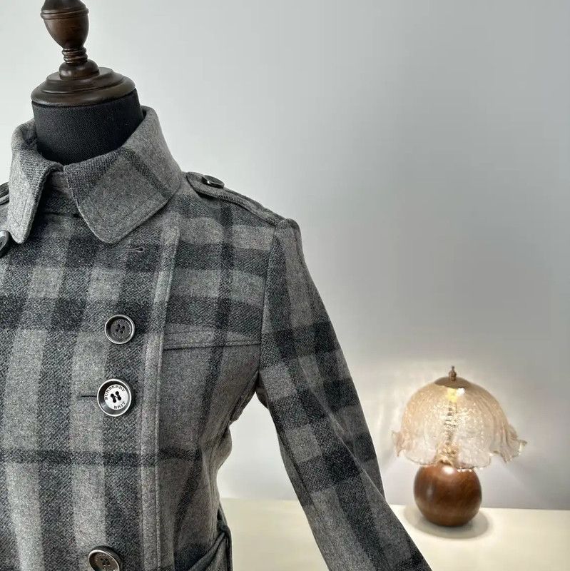 Burberry Burberry Gray Plaid Women's Trench Coat Size M / US 6-8 / IT 42-44 - 5 Thumbnail