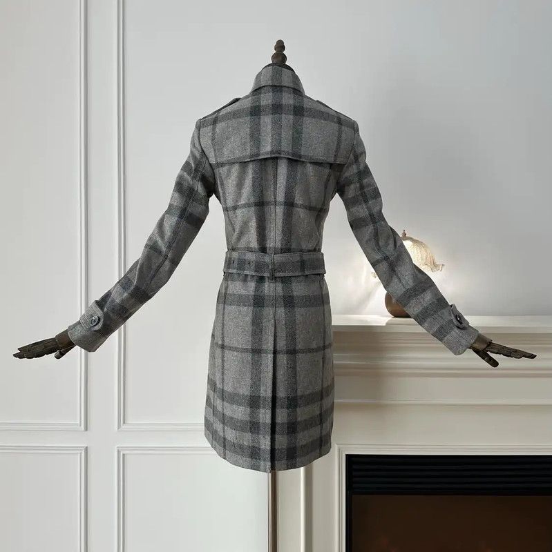 Burberry Burberry Gray Plaid Women's Trench Coat Size M / US 6-8 / IT 42-44 - 2 Thumbnail