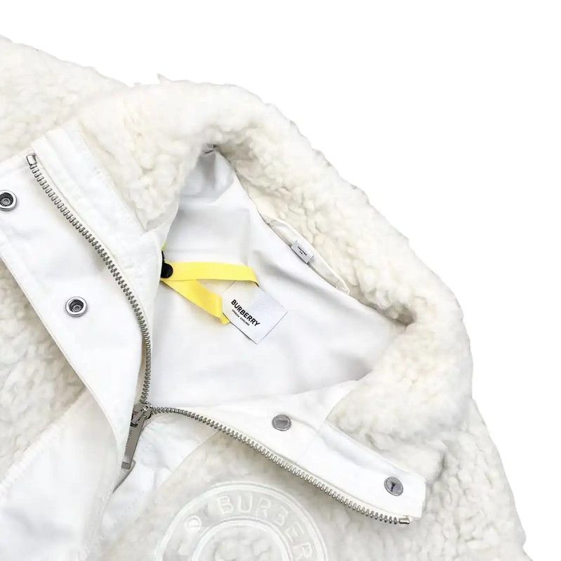 Burberry Burberry Cream Wool Women's Jacket Size ONE SIZE - 3 Thumbnail