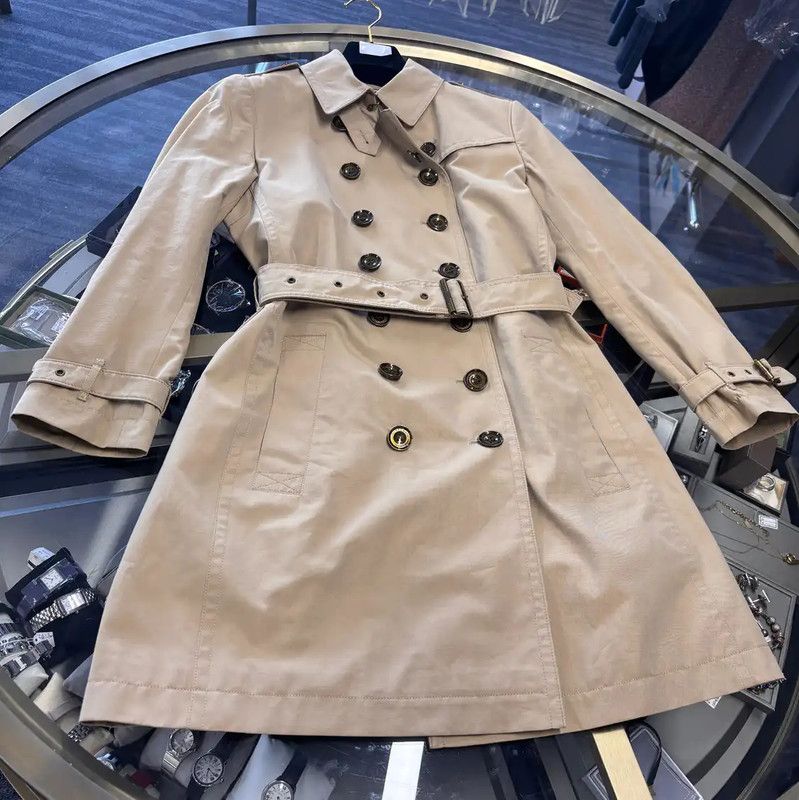 Burberry Burberry Women's Khaki Cotton Trench Coat Size L / US 10 / IT 46 - 3 Thumbnail