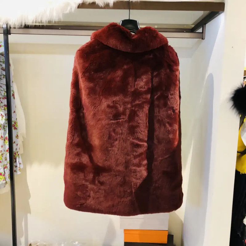 Burberry Burberry Red Faux Fur Women's Coat Size M / US 6-8 / IT 42-44 - 4 Thumbnail
