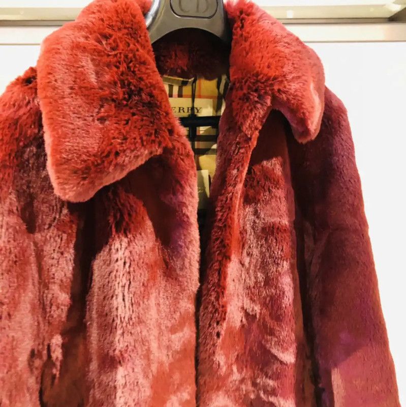Burberry Burberry Red Faux Fur Women's Coat Size M / US 6-8 / IT 42-44 - 3 Thumbnail