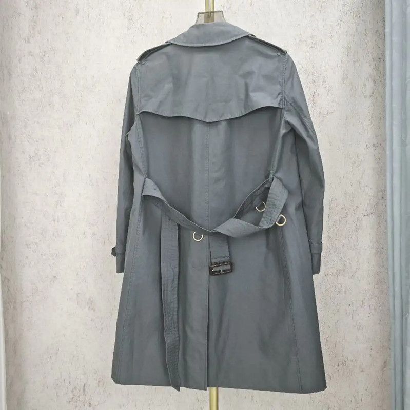 Burberry Burberry Gray Cotton Mid-Length Trench Coat Size L / US 10 / IT 46 - 6 Thumbnail