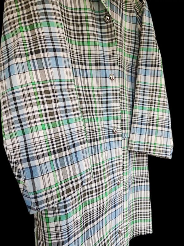 Burberry Burberry Long Green Check Coat for Women Size L / US 10 / IT 46 - 3 Thumbnail