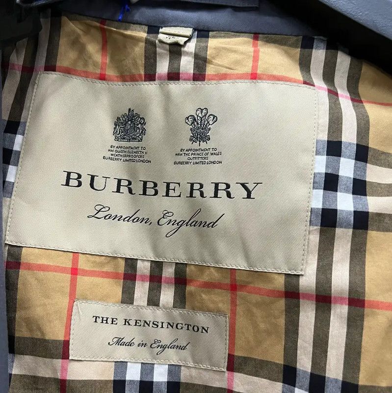 Burberry Burberry Gray Cotton Mid-Length Trench Coat Size ONE SIZE - 4 Thumbnail