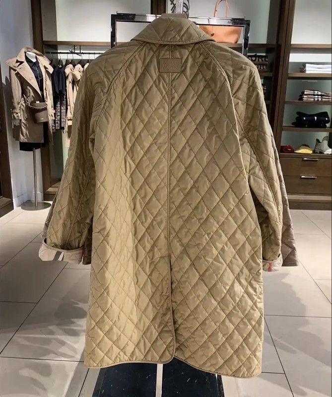 Burberry Burberry Women's Quilted Trench Coat in Khaki Size L / US 10 / IT 46 - 4 Thumbnail