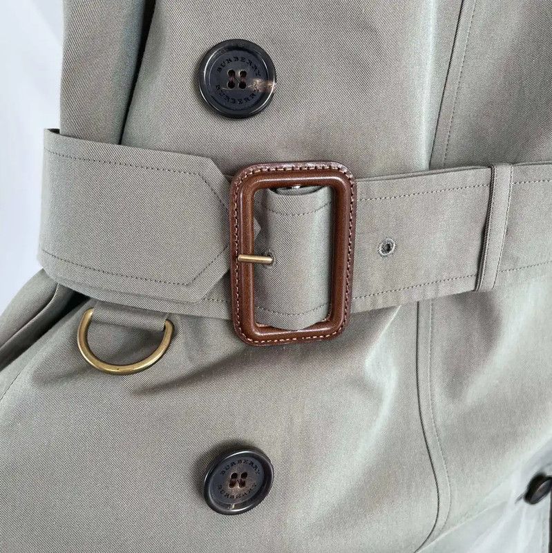 Burberry Burberry Green Cotton Waist Tie Trench Coat Size XL / US 12-14 / IT 48-50 - 5 Thumbnail