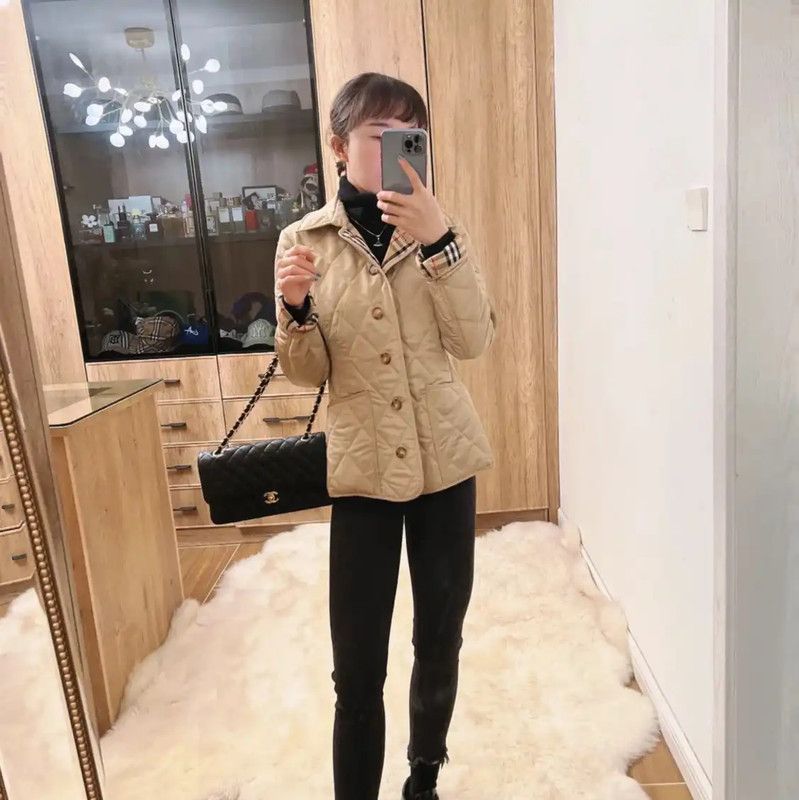 Burberry Burberry Quilted Beige Cotton Women's Jacket Size L / US 10 / IT 46 - 8 Thumbnail