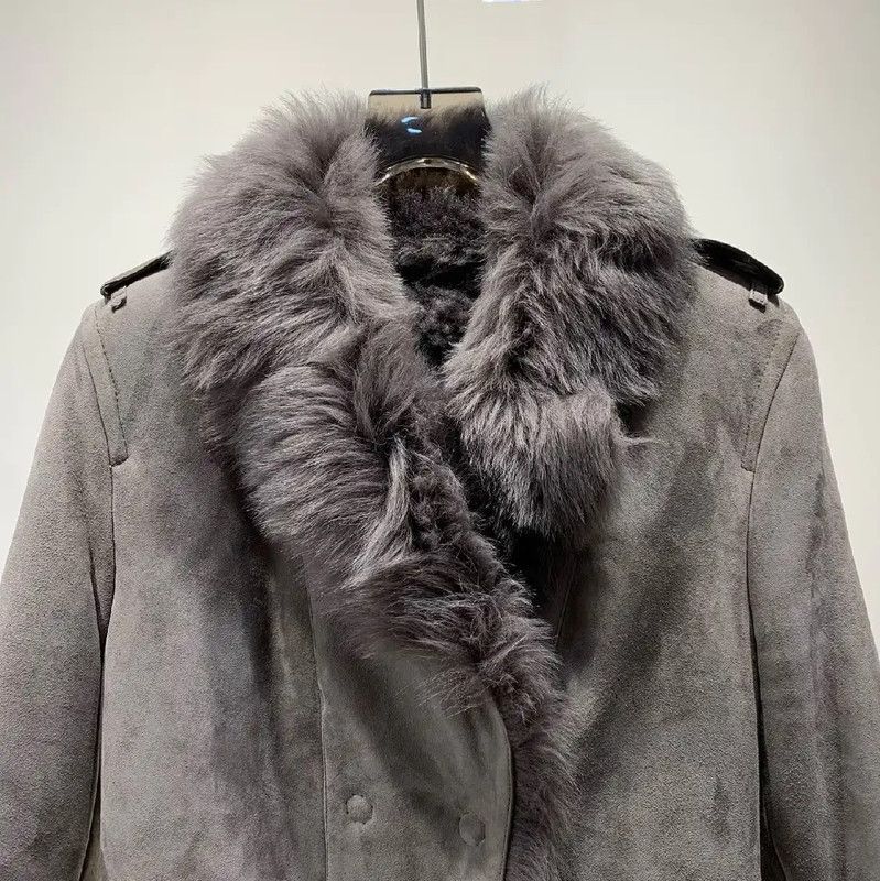 Burberry Burberry Gray Women's Coat with Fur Collar Size XXL / US 16-18 / IT 52-54 - 3 Thumbnail