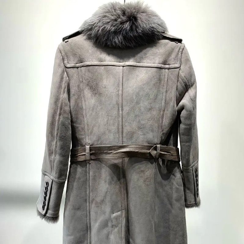 Burberry Burberry Gray Women's Coat with Fur Collar Size XXL / US 16-18 / IT 52-54 - 2 Thumbnail