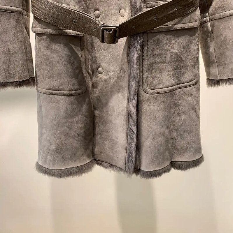 Burberry Burberry Gray Women's Coat with Fur Collar Size XXL / US 16-18 / IT 52-54 - 4 Thumbnail