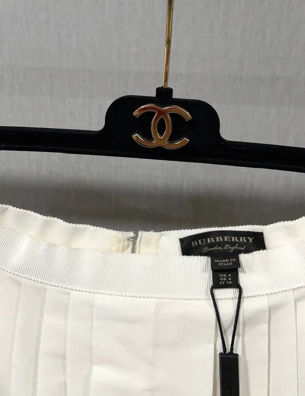 Burberry Burberry White Cotton Long Pleated Skirt Size 28" / US 6 / IT 42 - 6 Thumbnail