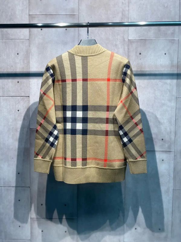 Burberry Burberry Khaki Wool Checked Women's Cardigan Size S / US 4 / IT 40 - 3 Thumbnail