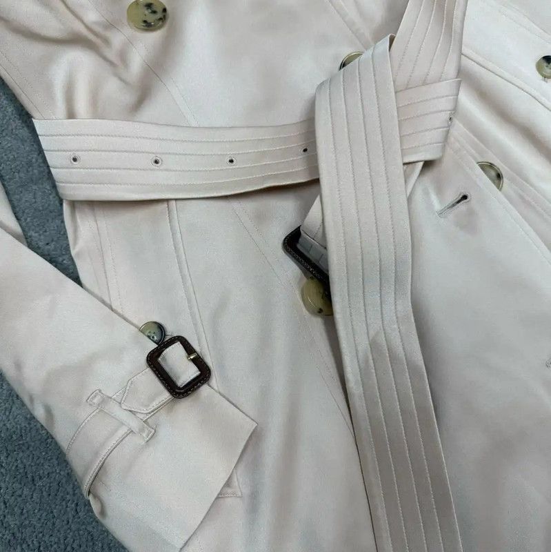 Burberry Burberry Spring Autumn Beige Silk Women's Trench Coat Size S / US 4 / IT 40 - 3 Thumbnail