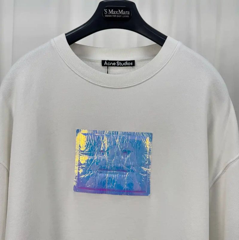 Acne Studios Acne Studios White Cotton Logo Sweatshirt Size US M / EU 48-50 / 2 - 3 Thumbnail
