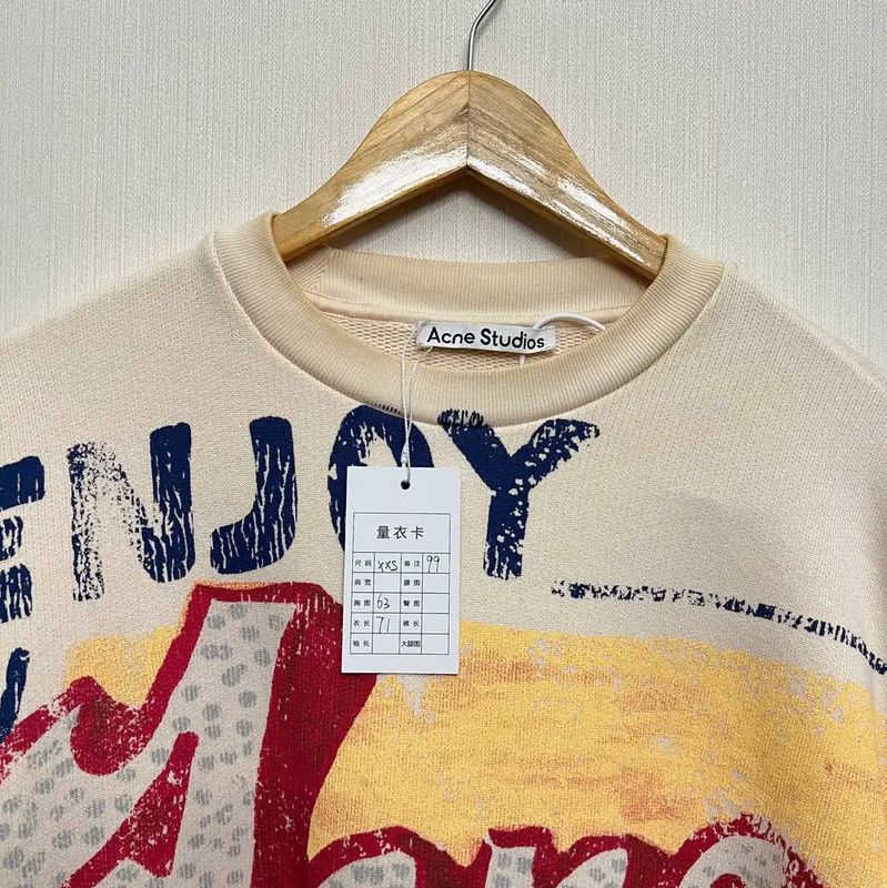 Acne Studios Acne Studios Cream Cotton Graphic Sweatshirt Size US XXS / EU 40 - 3 Thumbnail