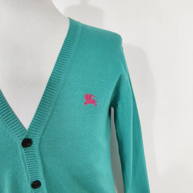Burberry Burberry Men's Peacock Blue Cardigan Sweater Size US M / EU 48-50 / 2 - 2 Thumbnail