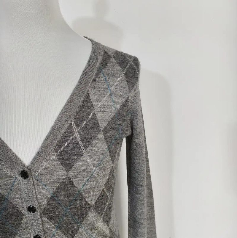 Burberry Burberry Gray Silk Argyle Cardigan for Men Size US XS / EU 42 / 0 - 2 Thumbnail