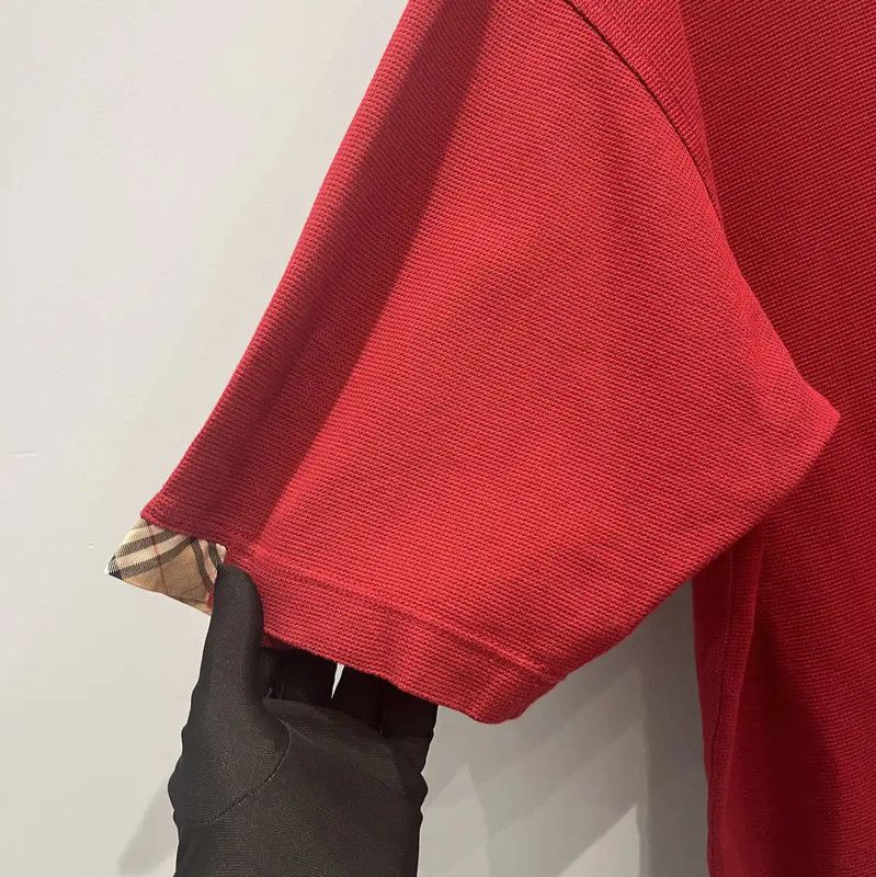 Burberry Burberry Red Short-Sleeve Cotton Polo T-Shirt Size US L / EU 52-54 / 3 - 6 Thumbnail