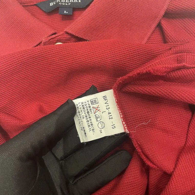 Burberry Burberry Red Short-Sleeve Cotton Polo T-Shirt Size US L / EU 52-54 / 3 - 5 Thumbnail