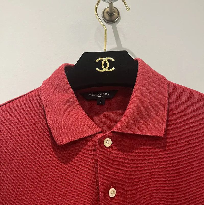 Burberry Burberry Red Short-Sleeve Cotton Polo T-Shirt Size US L / EU 52-54 / 3 - 4 Thumbnail