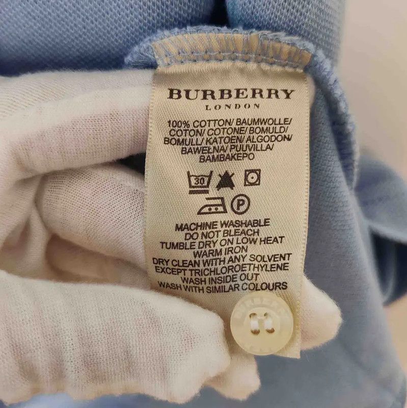 Burberry Burberry Light Blue Cotton Polo Shirt for Men Size US L / EU 52-54 / 3 - 5 Thumbnail