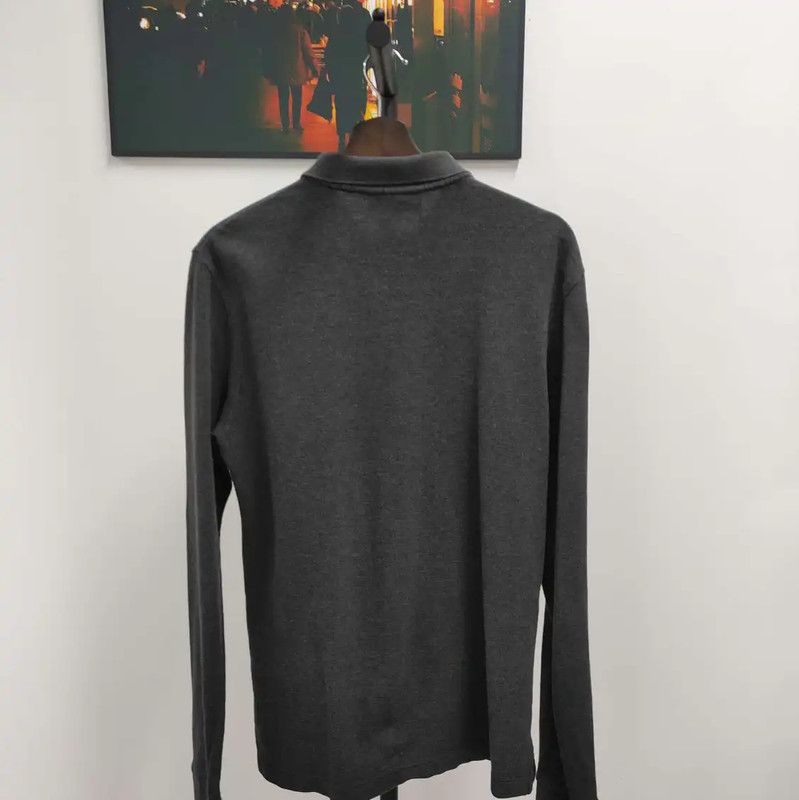 Burberry Burberry Long Sleeve Polo in Dark Gray Cotton Size US M / EU 48-50 / 2 - 2 Thumbnail